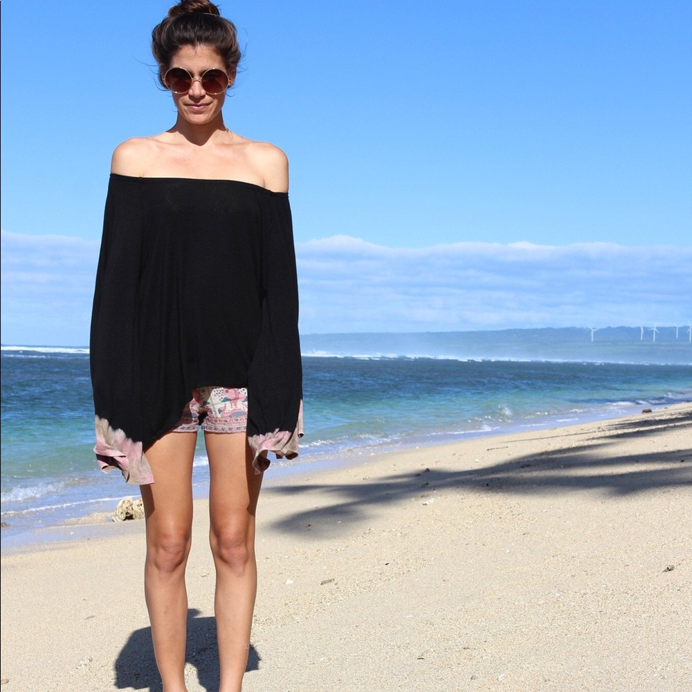 Blue Life Off Shoulder Tunic in Pink Sands Indah